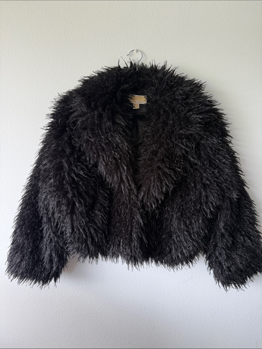 Michael Kors Black Shaggy Faux Fur Jacket